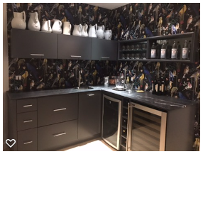 Dark bar cabinet with wine cooler