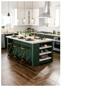 White kitchen with green island