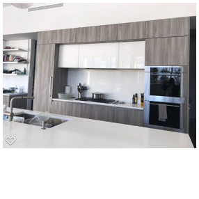 Modern gray and white kitchen with island